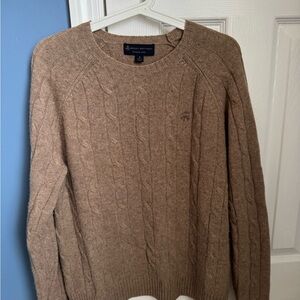 Brooks Brothers Men's Brown Cable Knit Crewneck Sweater